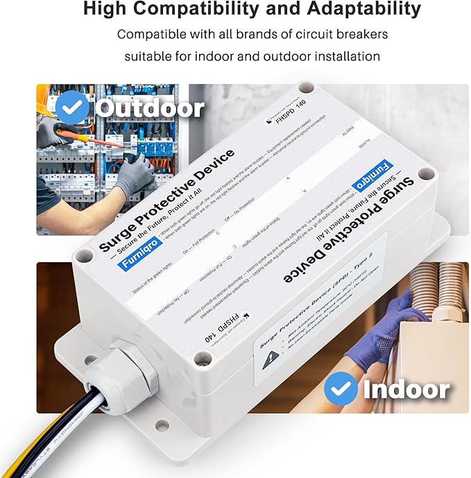 FHSPD140 Whole House Surge Protector FS140 Whole House Surge Protection Device Rated for 140,000 Amps, Whole Home Surge Protector, Indoor/Outdoor Use, 120/240V