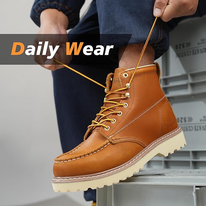 Work Boots for Men Waterproof Soft Toe Non Slip Comfortable Leather Workboots