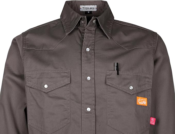 Titicaca FR Shirts for Men 6.5oz Lightweight Flame Resistant Button Down Work Shirt Fire Retardant Welding Shirt