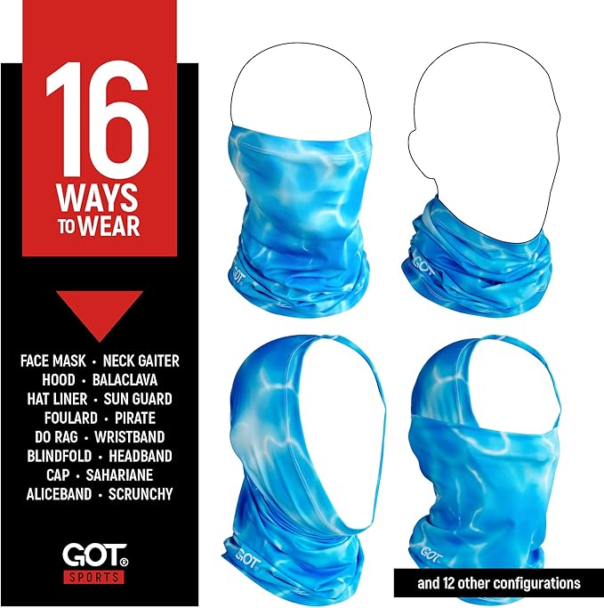 GOT Sports UPF 50+ Fishing Neck Gaiter - UV Face Mask Sun Protection for Men & Women - Camo SPF Face Cover Gator