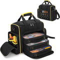 Tool Bag with 3 Removable Cases, 2 Layers Tool Tote for Hand Tools, Black with Yellow Binding