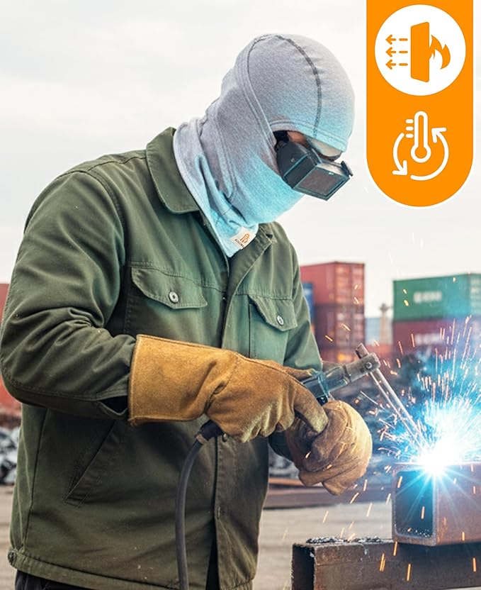 BOCOMAL FR Flame Resistant Balaclava Face Mask Arc Rated NFPA2112 CAT2 Helmet Liner Covering Hood for Welding