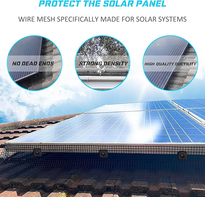 Heavy Duty Solar Panel Bird Guard - 15Lb 70 Aluminum Fasteners 8in x102Ft Solar Panel Critter Guard for Separate Critters, Pigeons, etc. from Solar Panel