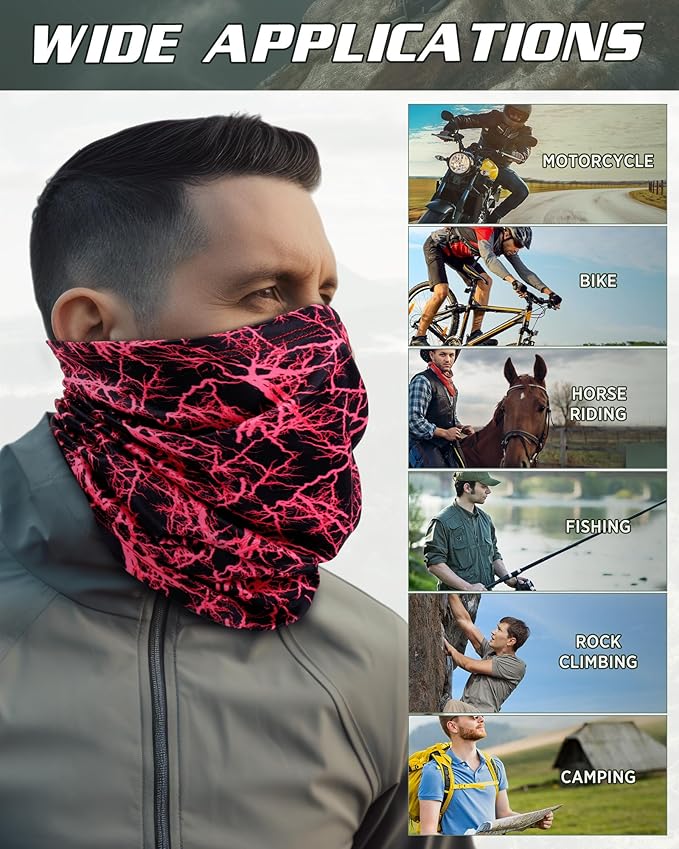 Cuffbow 12 Pack Neck Gaiters Face Mask Bandana Balaclava for Men Women Cooling Neck Gaiter Summer UV Sun Protection Scarf