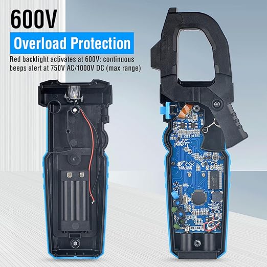 Inrush Digital Clamp Meter Multimeter - TEMIRUP T-RMS 6000 Counts 1000A Amp Voltage Tester with VFD, LOZ, Measures NCV, AC/DC Voltage Current, Continuity Capacitance Frequency Resistance, Temperature