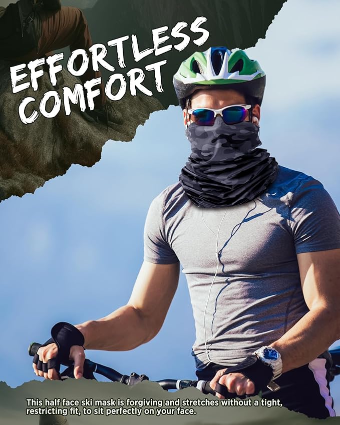 Cuffbow 12 Pack Neck Gaiters Face Mask Bandana Balaclava for Men Women Cooling Neck Gaiter Summer UV Sun Protection Scarf