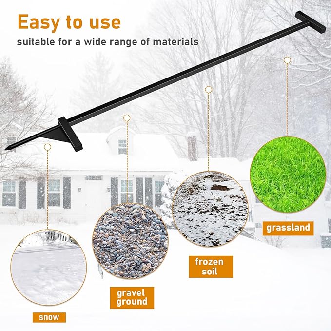 Driveway Markers Installation Tool with Pointed Tip, Snow Stake Installation Tool Fits 1/4", 5/16" Markers, Powder Coated Driveway Marker Installer Tool for Outdoors, Lawn, Driveway & Roads
