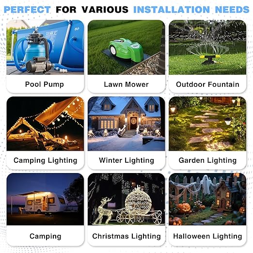 Flemoon [2 Pack] Outdoor Electrical Box Waterproof, Medium Weatherproof Electrical Box (11.5x5.2x4 inch) w/6 Cable Entry Ports, Extension Cord Cover for Power Strip, Timer, Plug, Holiday Light, Black