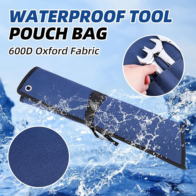 16 Pockets Wrench Roll Organizer (Blue+Green)