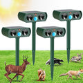 4 Pack Solar Ultrasonic Animal Repellent Outdoor Deer Repellent Devices Dog Repellent, Motion Activated Animal Cat Deterrent for Squirrel, Skunk, Rabbit, Dog in Yard Garden