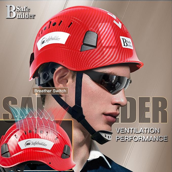 Construction Safety Helmet ABS Hard Hat Adjustable Ventilation System Hardhats Industrial Work Head Protection for Men Certified ANSI/ISEA Z89.1