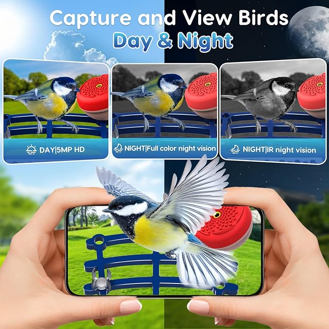 Smart Bird Feeder with Camera,2.5K HD Bird Watching Camera with AI Identify,Auto Capture Videos & Detection,Solar Powered Wireless Birdhouse for Outdoors,Ideal Gift for Family