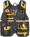 Electrician Tool Vest for Men, Reflective Safety Work Vest with Adjustable Thick Straps, Removable Phone Holder for Electrical, Carpenters, Construction, 22 Pockets