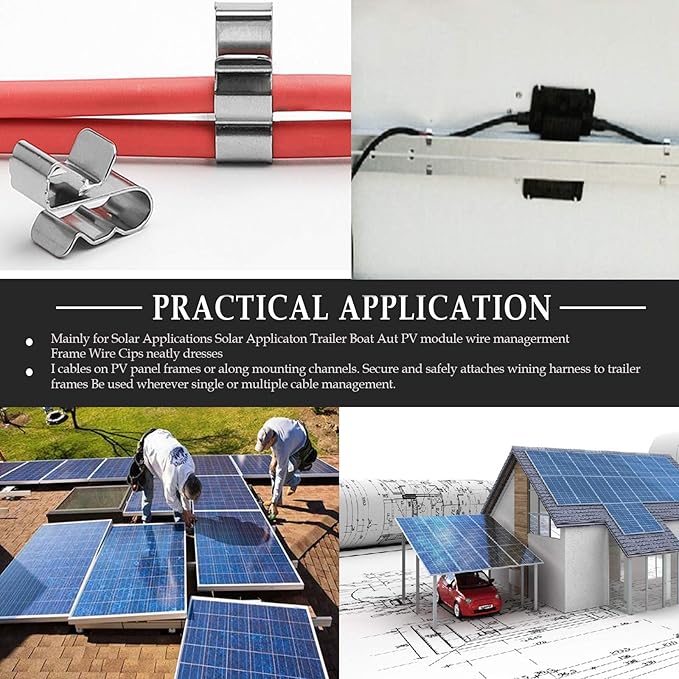 30pcs Solar Panel Cable Clips Trailer Wire Clips Stainless Steel, 0.85" / 22mm Length