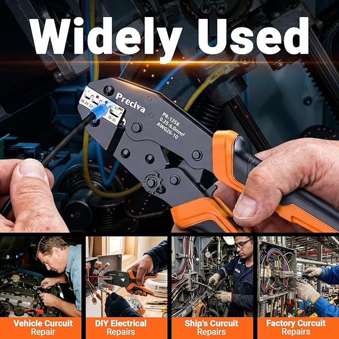 Preciva Wire Crimping Tool for Heat Shrink Connectors Kit, with 220PCS 26-10 AWG Heat Shrink Connectors,Ratcheting Crimper for Automotive, Electrical, Marine & Wiring Repairs