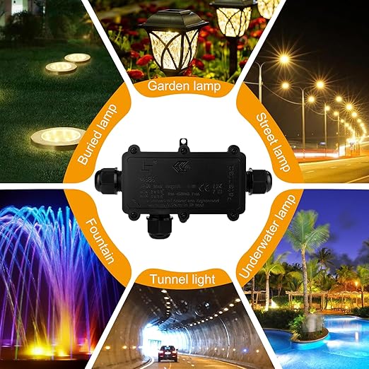 IP68 Waterproof Junction Box Outdoor,3-Way Electrical Junction Box Outdoor with 3 Cable M20 Gland Wire Connector Extension Electrical Cable Protector for Diameter Cable Ø4-12mm Black