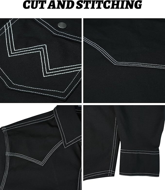 BOCOMAL FR Welding Shirts Heavyweight Stretch Canvas Snaps Down Reinforced Stitching Western Style Fire Resistant Jackets