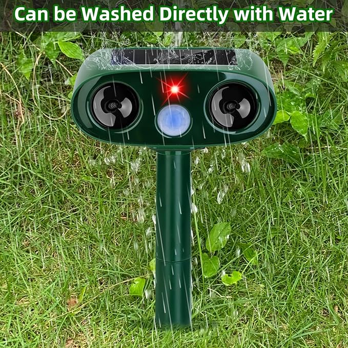 2026 Upgraded Solar Ultrasonic Animal Repeller Outdoor, 4 Pack Waterproof Bear Repellent Devices & Cat Deterrent for Yard, Ultrasonic Animal Repellent for Rabbit, Goose, Raccoon, Squirrel, Dog