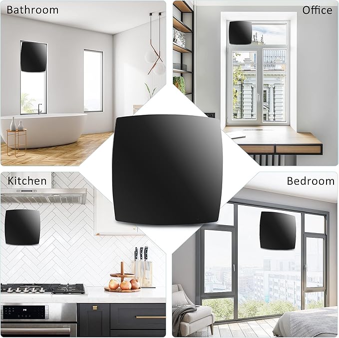 4in Black Bathroom Exhaust Fan for Window, 55CFM IPX4 ABS Plug-in Extractor Fan Attic Fan w/Anti-Backflow Damper for Toilet, Office, Kitchen, Garage (US Cord)
