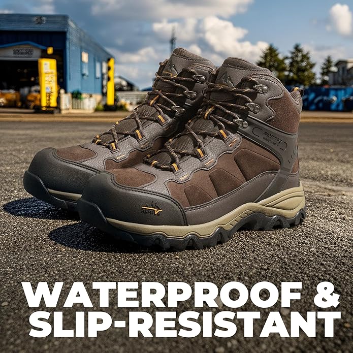 NORTIV 8 Waterproof Steel Toe Boots for Men Slip Resistant Safety Industrial Boots Paladin-Steel