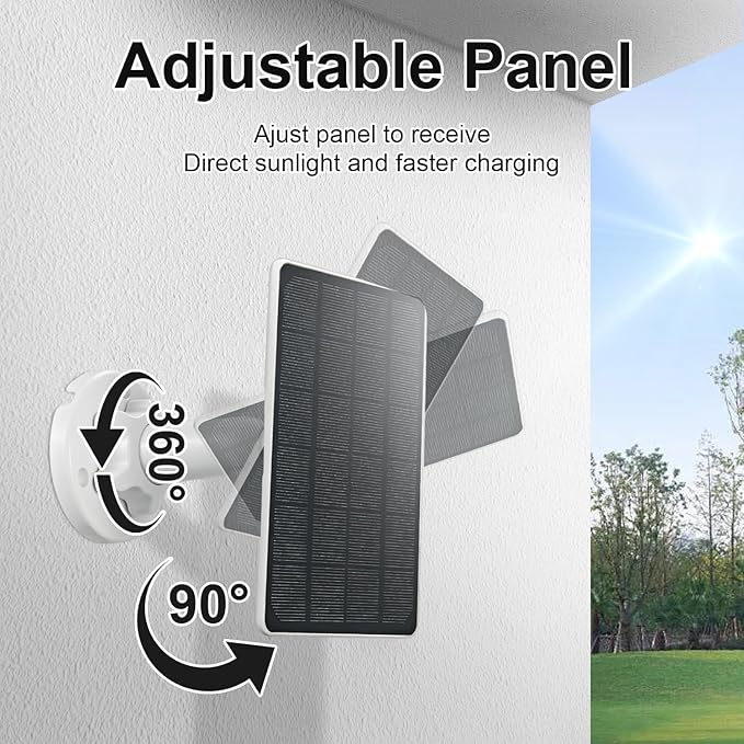 Solar Panel Compatible with Wyze Battery Cam Pro, Cam Outdoor V1/V2, 9.4ft Waterproof Charging Cable, 360°Adjustable Mount, IP65 Waterproof Solar Charger for Outdoor Security Camera (1 PC)