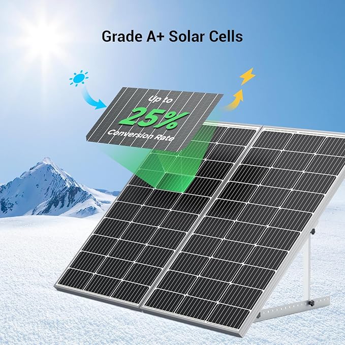 HQST 100W 12V Monocrystalline Solar Panel with Solar Connectors, High Efficiency Module PV Power for Battery Charging Boat, Caravan, RV and Any Other Off Grid Applications