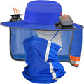 Solar Fan Hat for Men Women Sun Wide Brim Fishing Hat with Dual Power Ice Silk Neck Cover Reflective Design