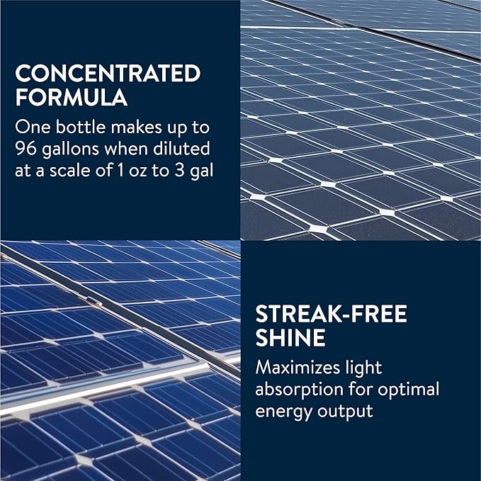 Essential Values Solar Panel Cleaner - Neutral PH Streak-Free Wet Cleaning Solution - Ideal for Roof Tile & Solar Panels - Super Concentrated Fragrance-Free & No Colourants