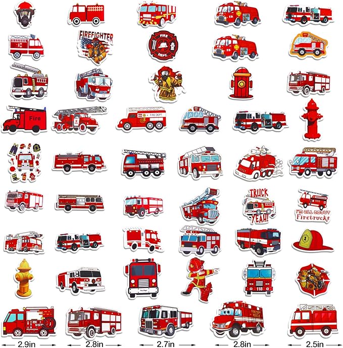 Police Car and Fire Truck Stickers for Kids Boys Vinyl Police Vehicle Firetruck Decals for Water Bottles Laptop Removable Waterproof Emergency Rescue Vehicle Stickers for Party Favors,100 PCS.