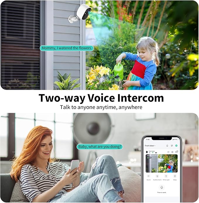 2K FHD Smart Wireless Security Camera Outdoor,Solar Powered WiFi Camera for Home Security with Color Night Vision, Motion Detection, 2-Way Audio, Weatherproof, Cloud/SD Storage (2.4GHz Only)