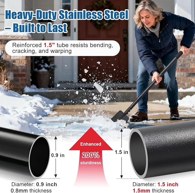 Heavy Duty Flat Shovels Ice Scraper - 67" Long Handle Winter Ice Remover Chopper for Outdoor Floor Freezer,Concrete Tile Cleaning, Metal Snow Removal Scrapers for Driveway & Sidewalk