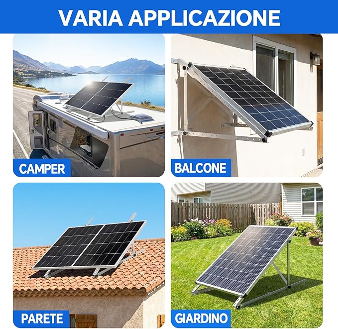 45" Solar Panel Mount Brackets Adjustable Solar Panel Tilt Mount Brackets for 100-400 Watts Solar Panel 2400Pa Windproof for Roof, RV, Ground, Boat and Off-Grid (Brackets with Cross Beams)