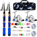 Telescopic Fishing Rod Reel Combo 2PCS 6.89FT Collapsible Fishing Pole Spinning Reel Lures Accessories with Fishing Bag Portable Fishing Rod Kit for Saltwater Freshwater Travel Fishermen Gift