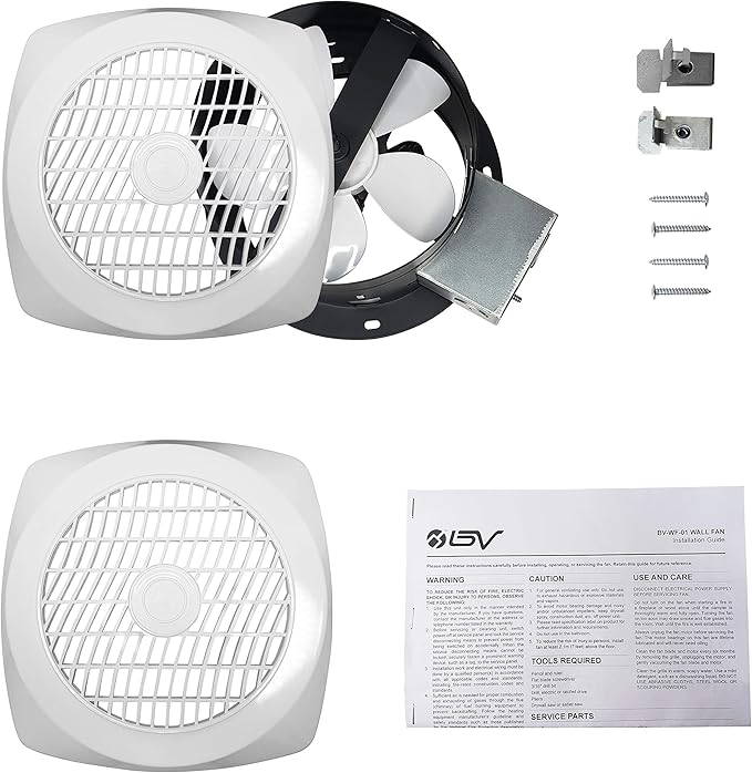 BV Ventilation Exhaust Fan for Home 90 CFM - Wall Fan 4.0 Sones Quiet & Efficient Room-to-Room Airflow, up to 85 sq ft | 6" Diameter | Customizable Vent Fan - Removes Heat, Odors, Smoke & Humidity