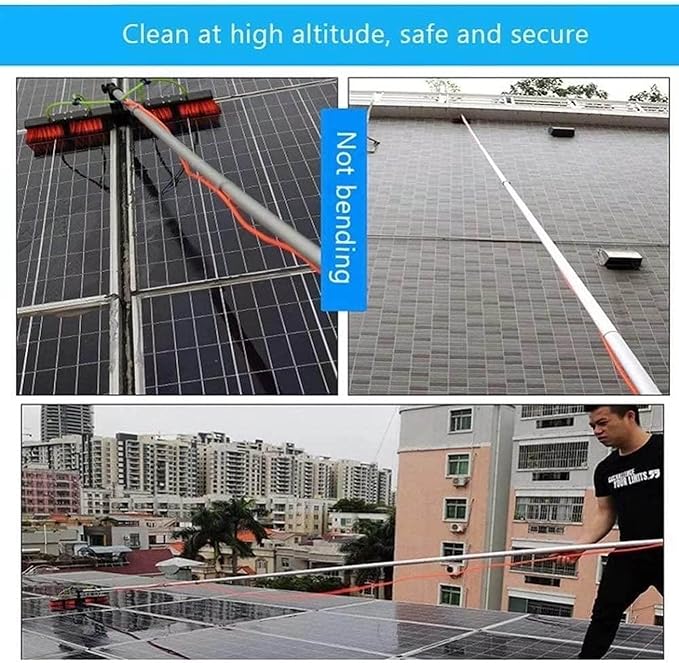 Window Cleaning Pole, Telescopic Brush, Extendable Cleaner for Conservatory Roof, Photovoltaic & Solar Panel Cleaning - Ideal for Reach.