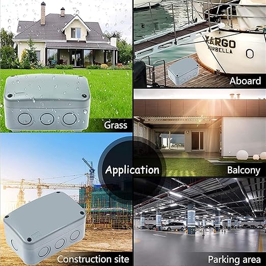 Nineleaf 10PK Outdoor Junction Box ABS Plastic Dustproof IP66 Waterproof Universal Electrical Boxes Project Enclosure Grey 4 7/8" 3 1/4" 2 1/4" inch (125x86x62mm) fit 20mm Cable Gland for Outdoor Use