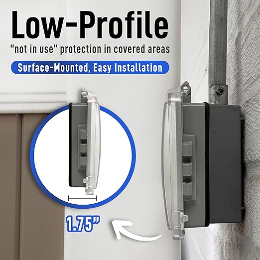 Sealproof Slim 1-Gang Weatherproof Shallow Outdoor Outlet Cover | Lockable, 18 Configurations, Low Profile, Plastic With Mounting hardware