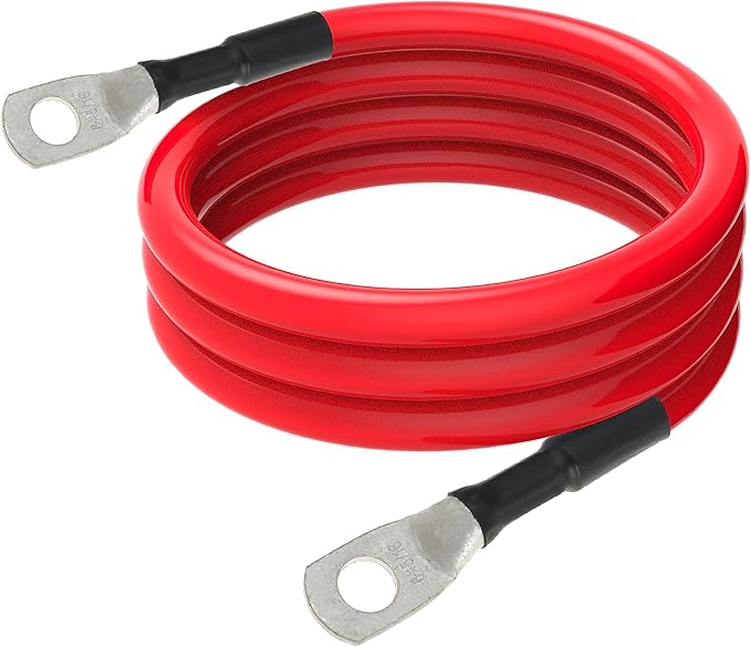 6 AWG Battery Cable 6AWG Gauge Battery Inverter Cables for Automotive Solar Marine Boat RV Car Motorcycle (6 AWG, 3FT, 5/16")