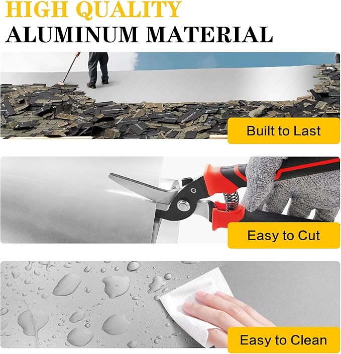 8'' x 50' Aluminum Flashing Roll, 0.3mm Thickness Metal Roof Flashing Roofing Panels for Sealing Windows Doors Siding Roofing Stains Moss and Mildew Prevention