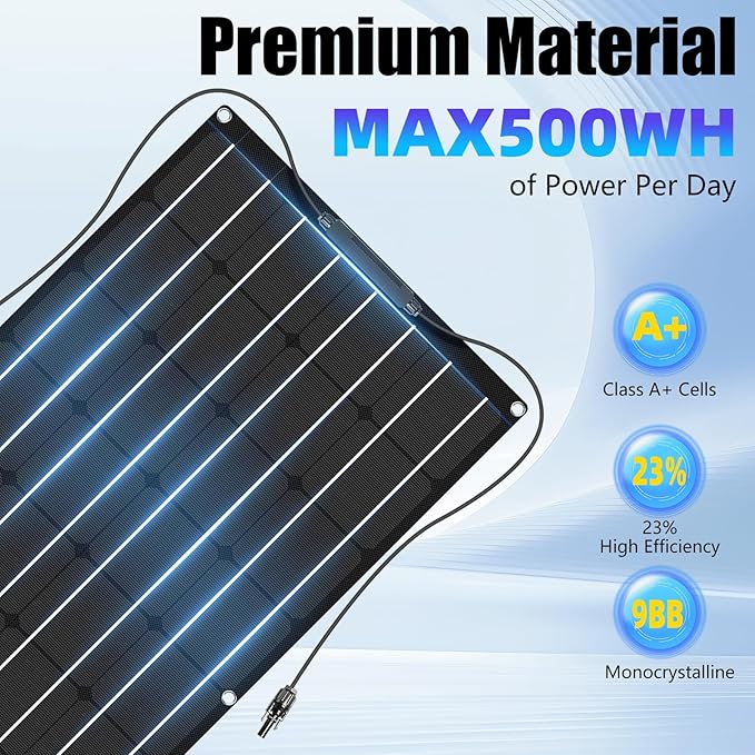 KEPEAK 100W 18V Flexible Solar Panel Monocrystalline for 12V Battery Charging, Semi-Flexible Lightweight Solar Panel with MC4 for RV Marine Boat Camper Van Trailer Off-Grid Power