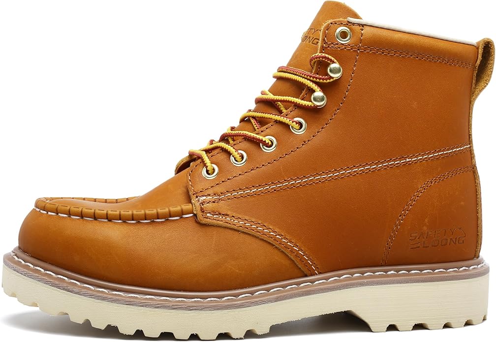 Work Boots for Men Waterproof Soft Toe Non Slip Comfortable Leather Workboots