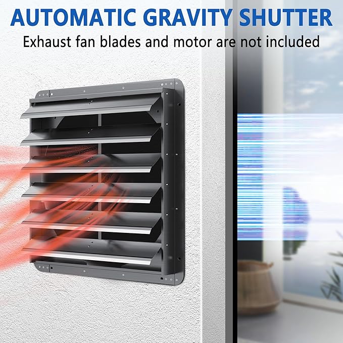 24 Inch Galvanized Sheet Spraying Automatic Exhaust Shutter Louver Vent (No Fan Blades and Motor) for Home Attics, Workshops, Barn, Greenhouse