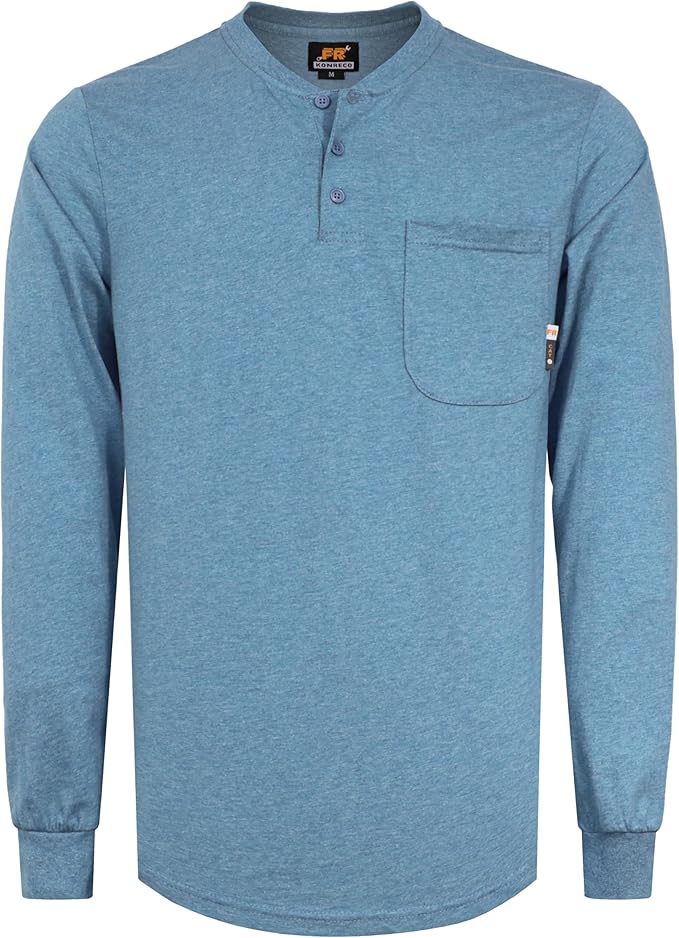 KONRECO FR Shirts for Summer Flame Resistant Shirt 5.5oz Light Weight CAT2 Henley Shirts