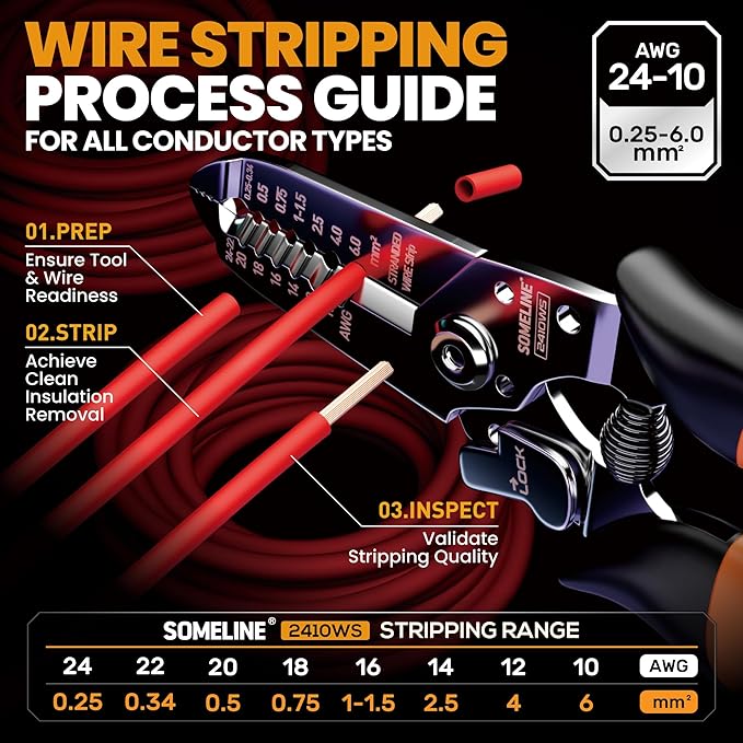 SOMELINE Automotive Wire Connectors Crimp Tool Kit, Crimper for 24-14 AWG Non-Insulated Quick Disconnect Terminals, with 2-9 Pin 2.8mm/6.3mm Plugs & Sockets