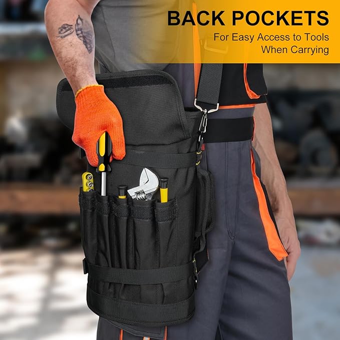 Tool Bag,Large Roll Up Tool Bag Organizer,13 Pockets Tool Roll Storage Pouch,Heavy Duty Portable Tool Storage Carrier Bag for Men,Mechanic,Electrician,Valentines Day Gifts for Men,Black