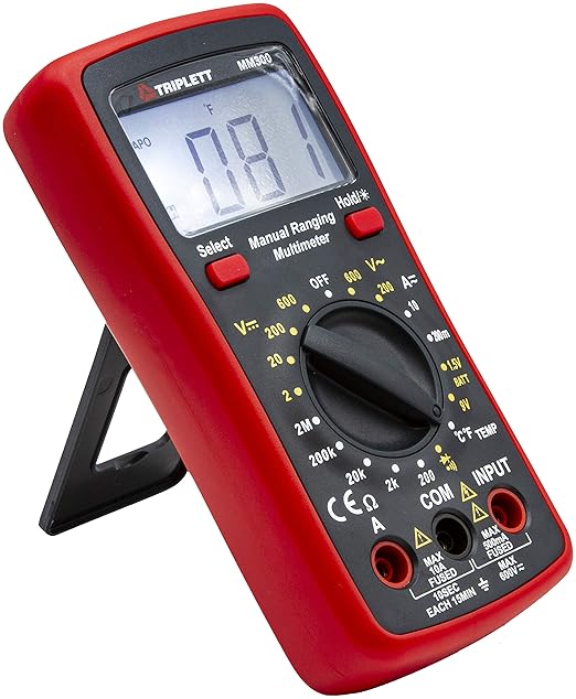 Triplett MM300 True RMS 2000 Count Manual Ranging Digital Multimeter - AC/DC Voltage, AC/DC Current, Resistance, Temperature, Diode, Continuity