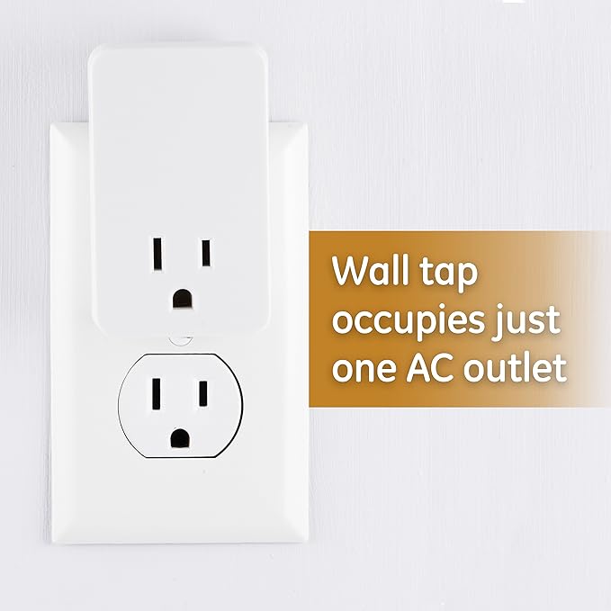 GE UltraPro Surge Protector Plug with Alarm, Outlet Extender, Plug Adapter, Appliance, Refrigerator, End of Service, 1080 Joules, Warranty, UL Listed, White, 38124