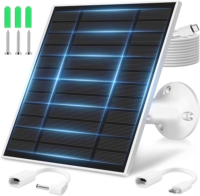 KEPEAK Solar Panel for Ring Camera Outdoor, Small Solar Panel Charger with USB-C to Ring Barrel Plug Adapter, Compatible with Rings Spotlight & Stick Up Cam Battery