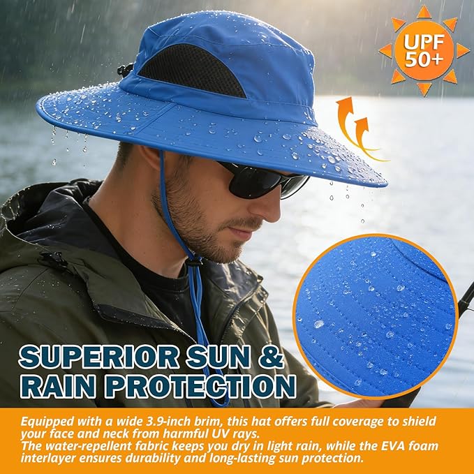 EINSKEY Wide Brim Sun Hat, UPF 50+ UV Protection Waterproof Packable Bucket Hat for Men & Women, Fishing Hiking Beach Garden