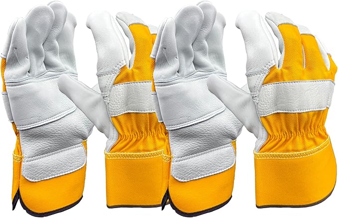 SKYDEER Premium Very Thick Wild Elkskin Leather Heavy Duty Work Gloves for Men (2 Pairs Large), All-Weather Durable & Breathable, Anti-Slip Grip for Heavy-Duty Labor, Construction, and Gardening